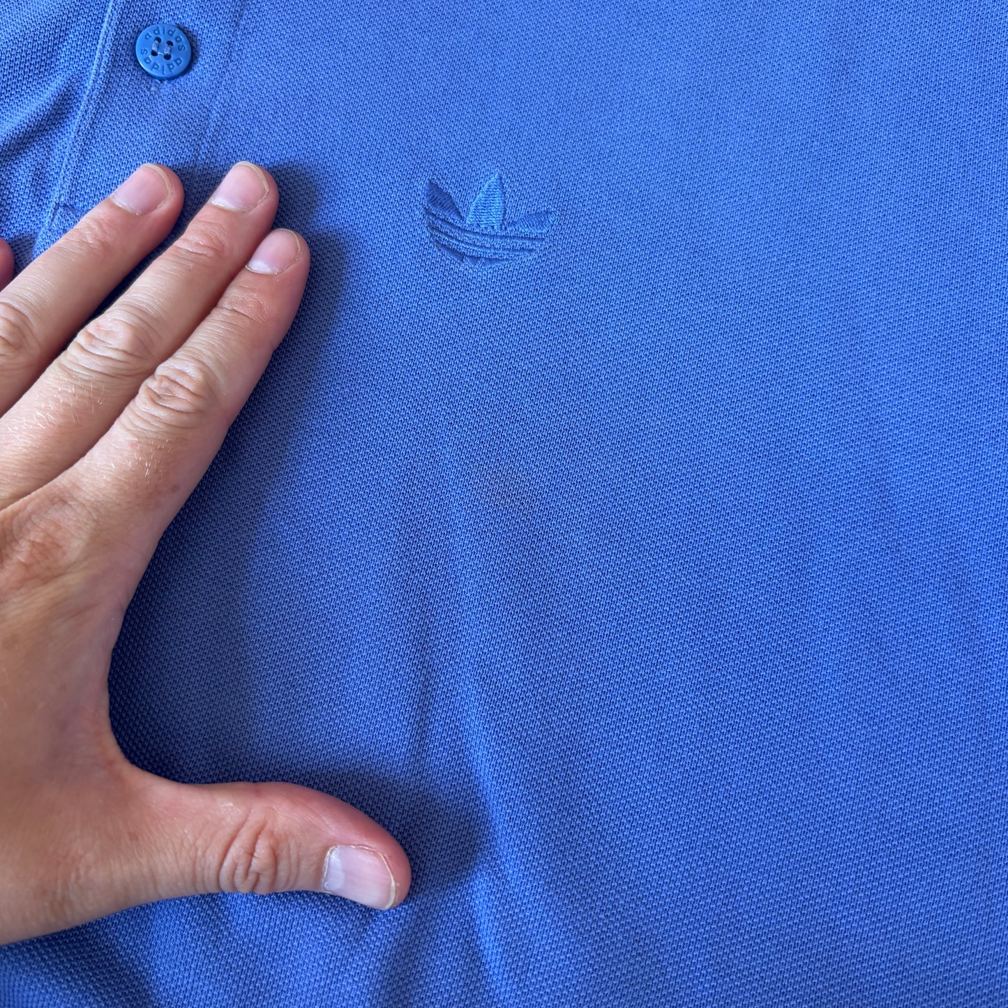 Vintage 90s Adidas Originals Purple Embroidered Polo Shirt - M