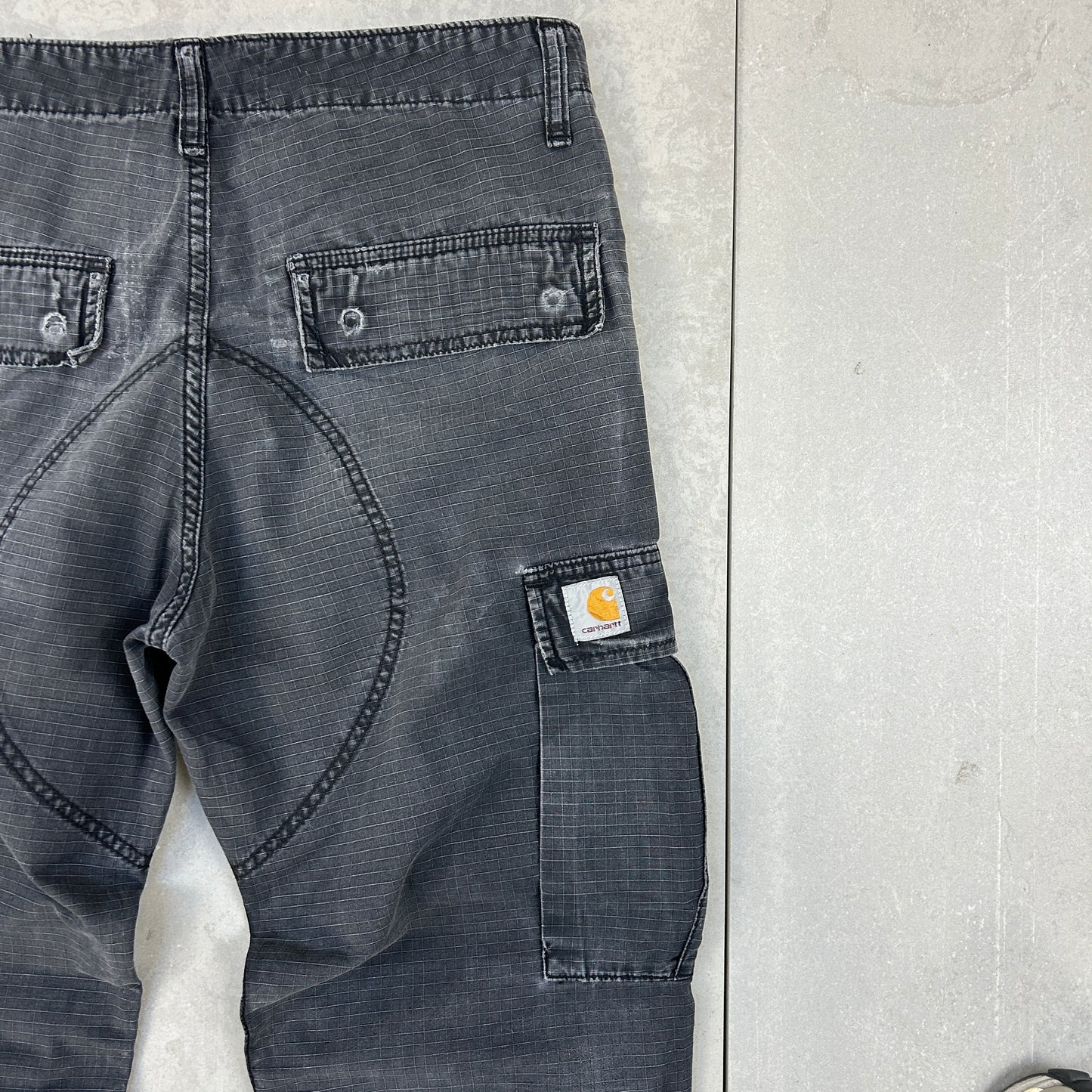 Vintage Carhartt Workwear Carpenter Cargo Black Baggy Trousers - 31