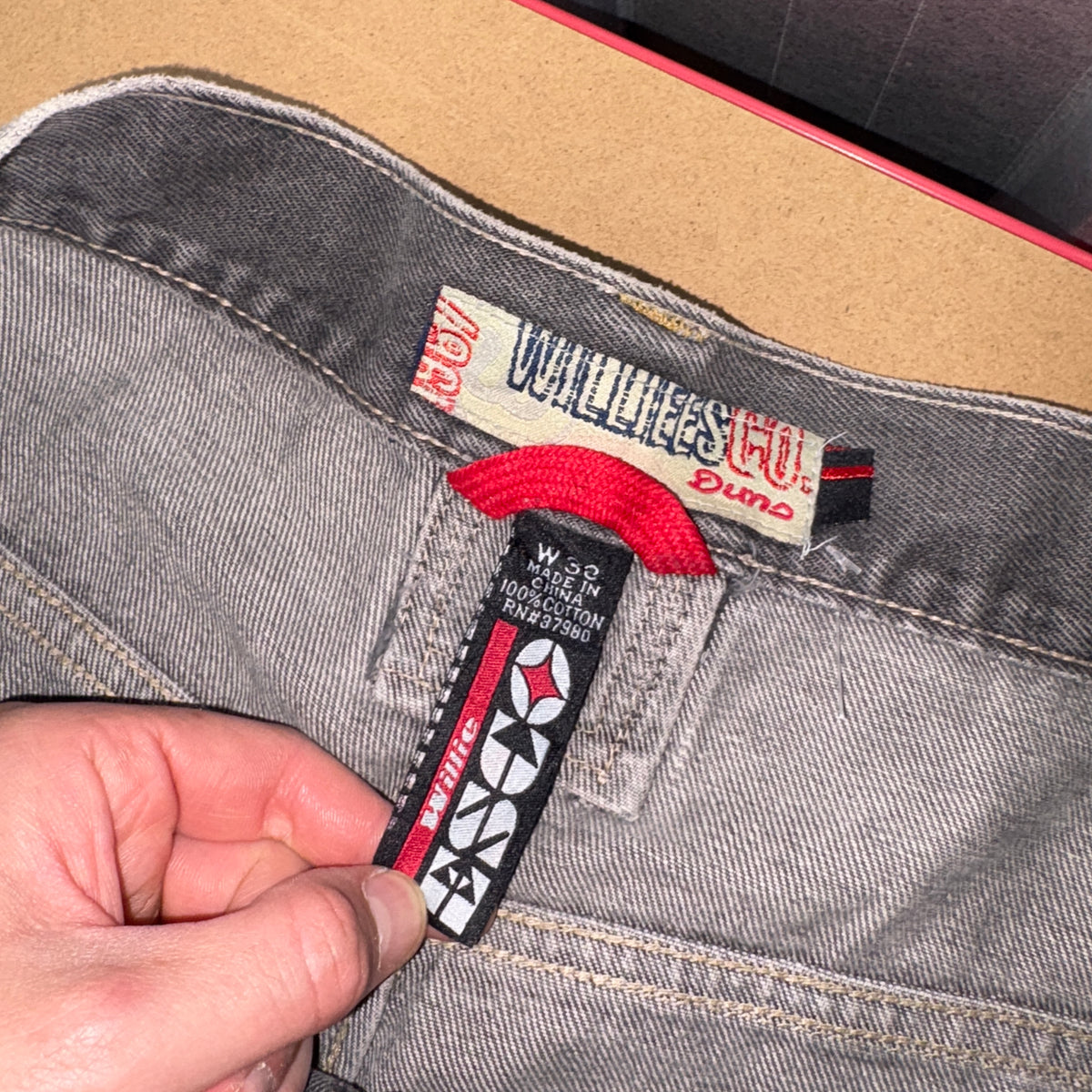 Willies ESCO Grey Embroidered Japanese Denim Hip Hop Y2K Baggy Jeans - 38L
