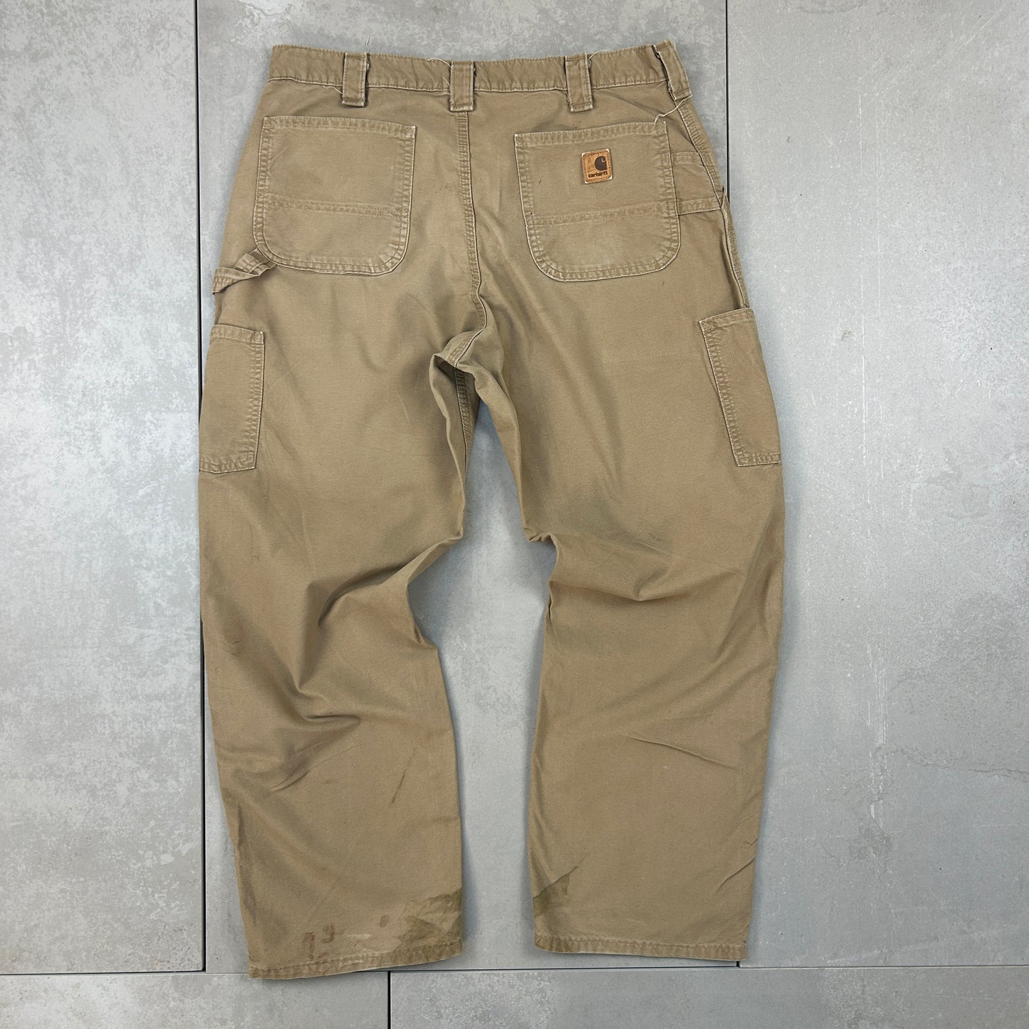 Vintage Carhartt Light Brown Workwear Carpenter Baggy Trousers - 36