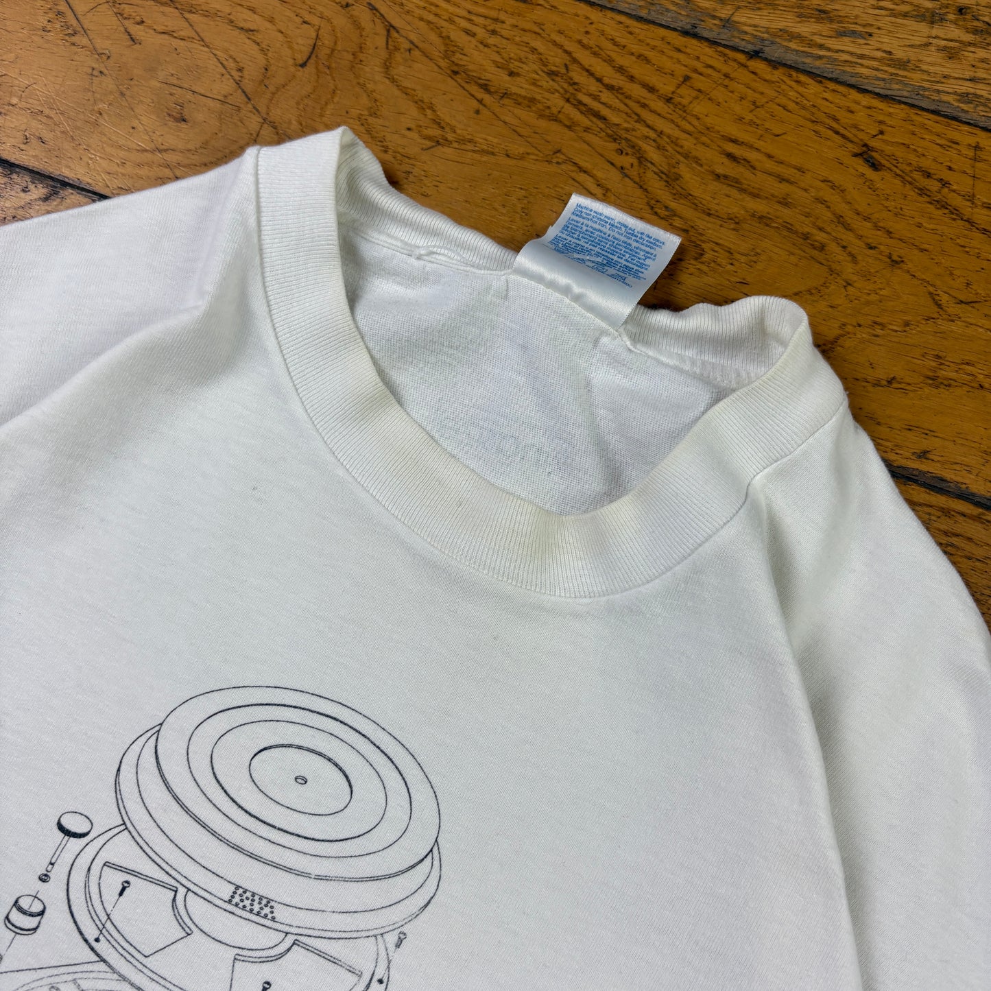 Vintage 90s Single Stitch White Turntable DJ Graphic T-Shirt - XL