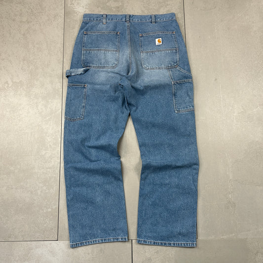 New Carhartt Double Knee Carpenter Baggy Blue Jeans - 36