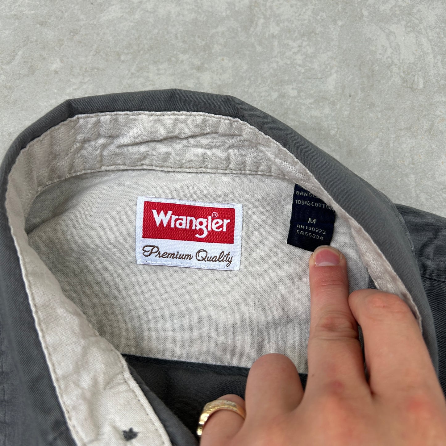 Vintage Wrangler Short Sleeve Grey Workwear Shirt - M