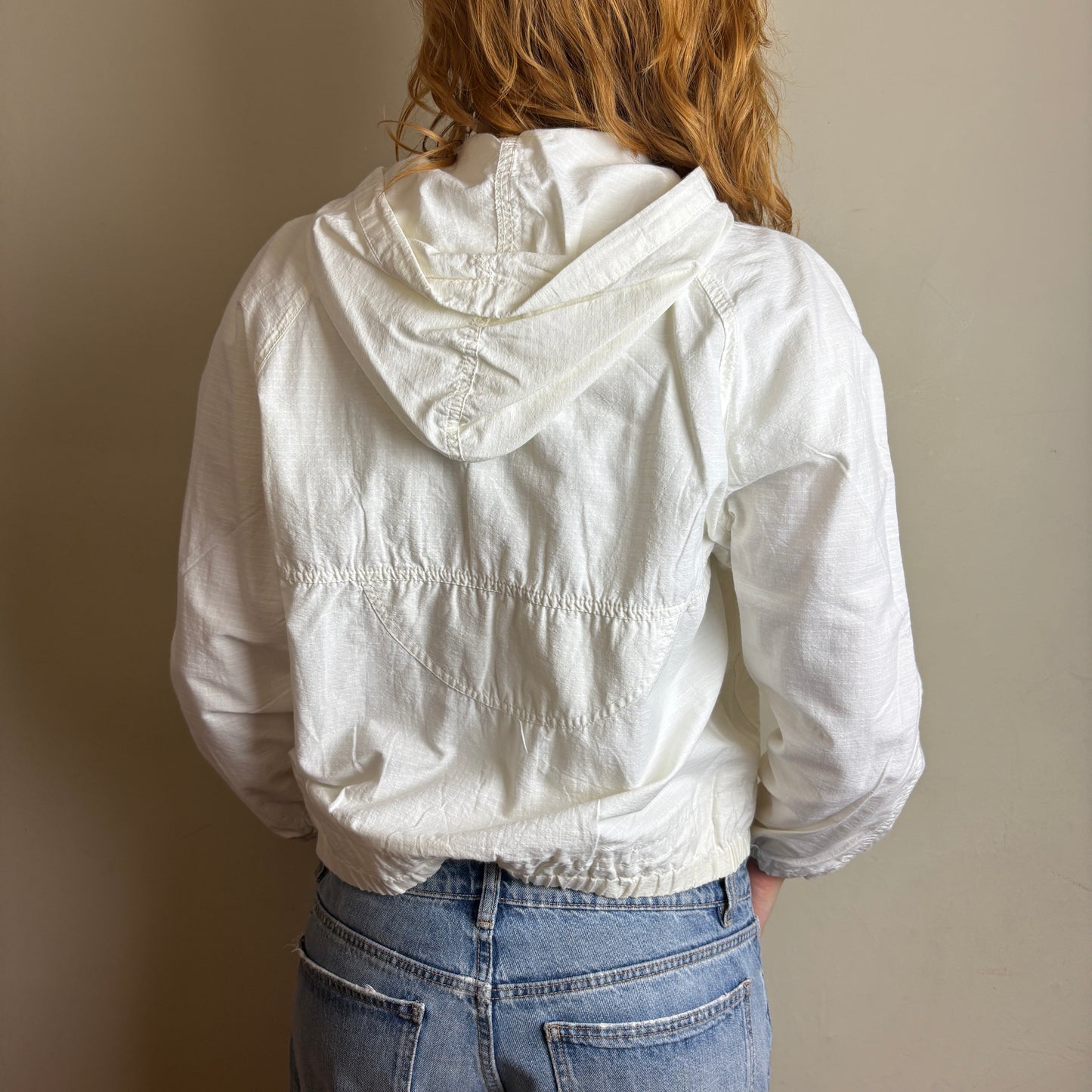 Vintage White Sailing Zip Lightweight Cropped Y2K Jacket - S