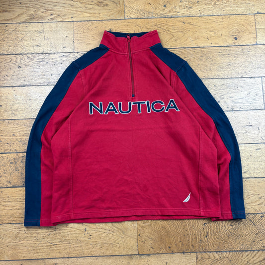 Vintage Nautica Red Embroidered Sweatshirt - L