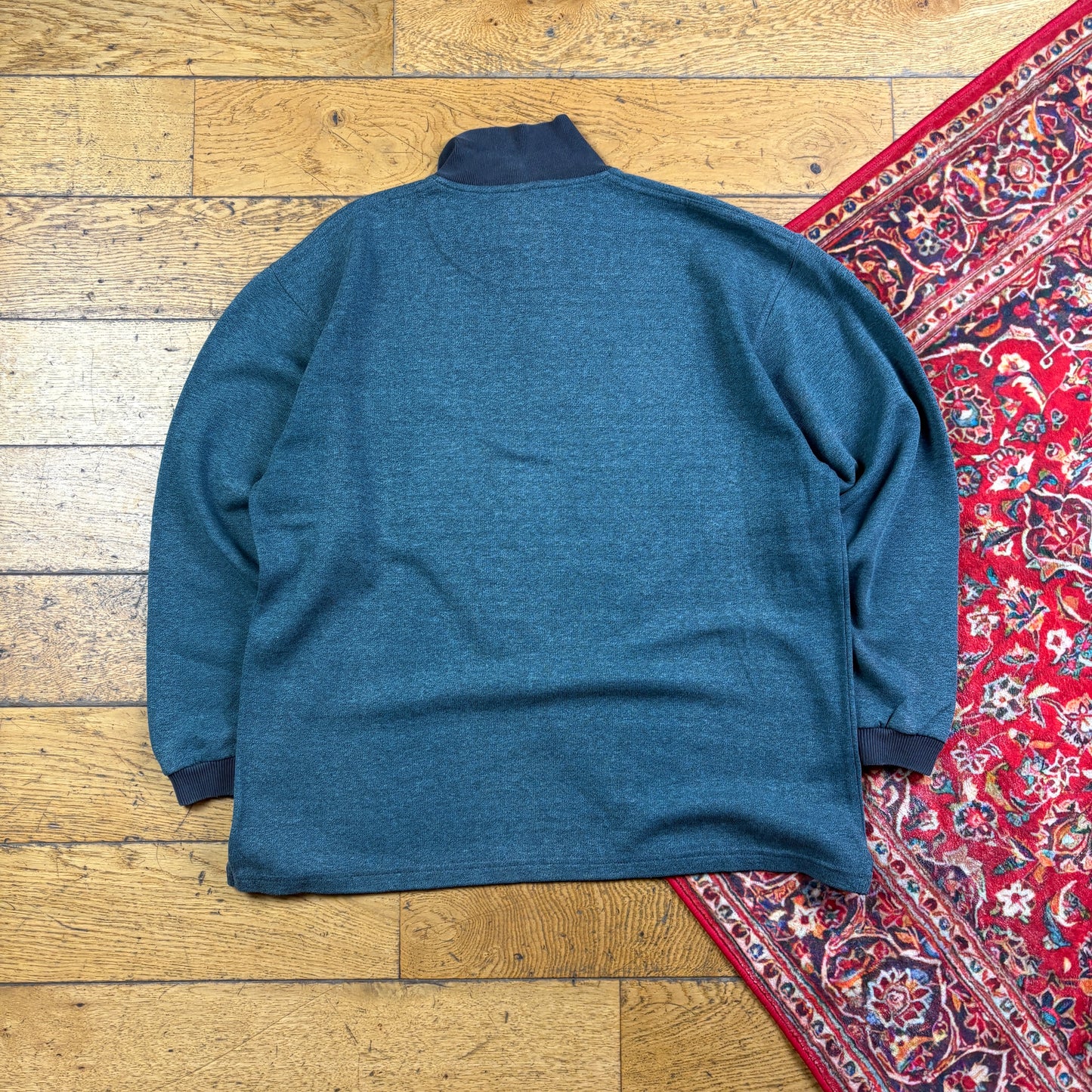 Vintage 90s Blue Rugby Polo Embroidered Sweatshirt - L