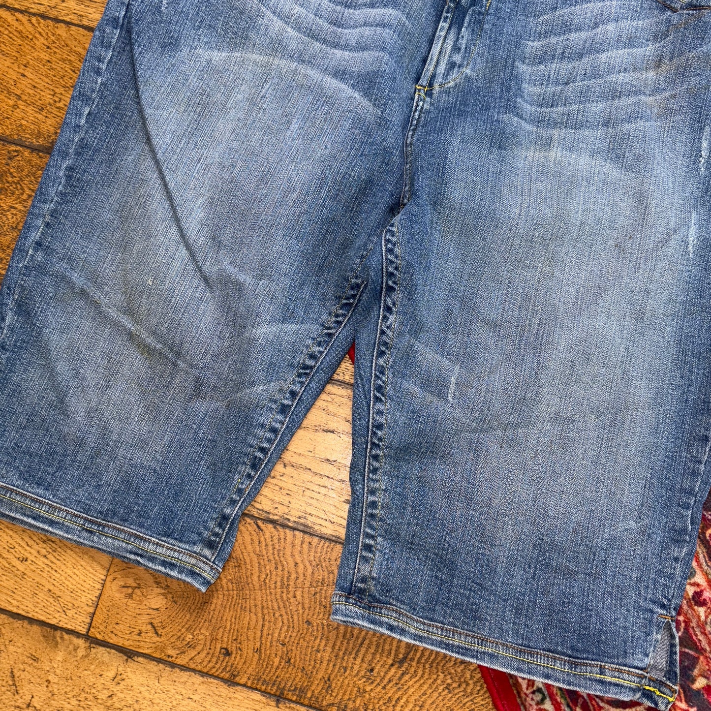 Vintage Embroidered Y2K Blue Hip Hop Baggy Shorts Jorts - 38