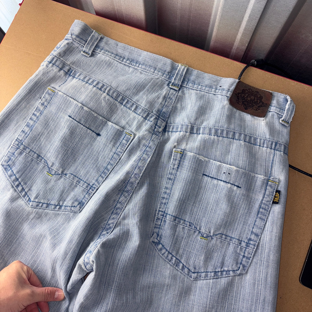 Royal Blue Embroidered Japanese Denim Hip Hop Y2K Baggy Jeans - 34R