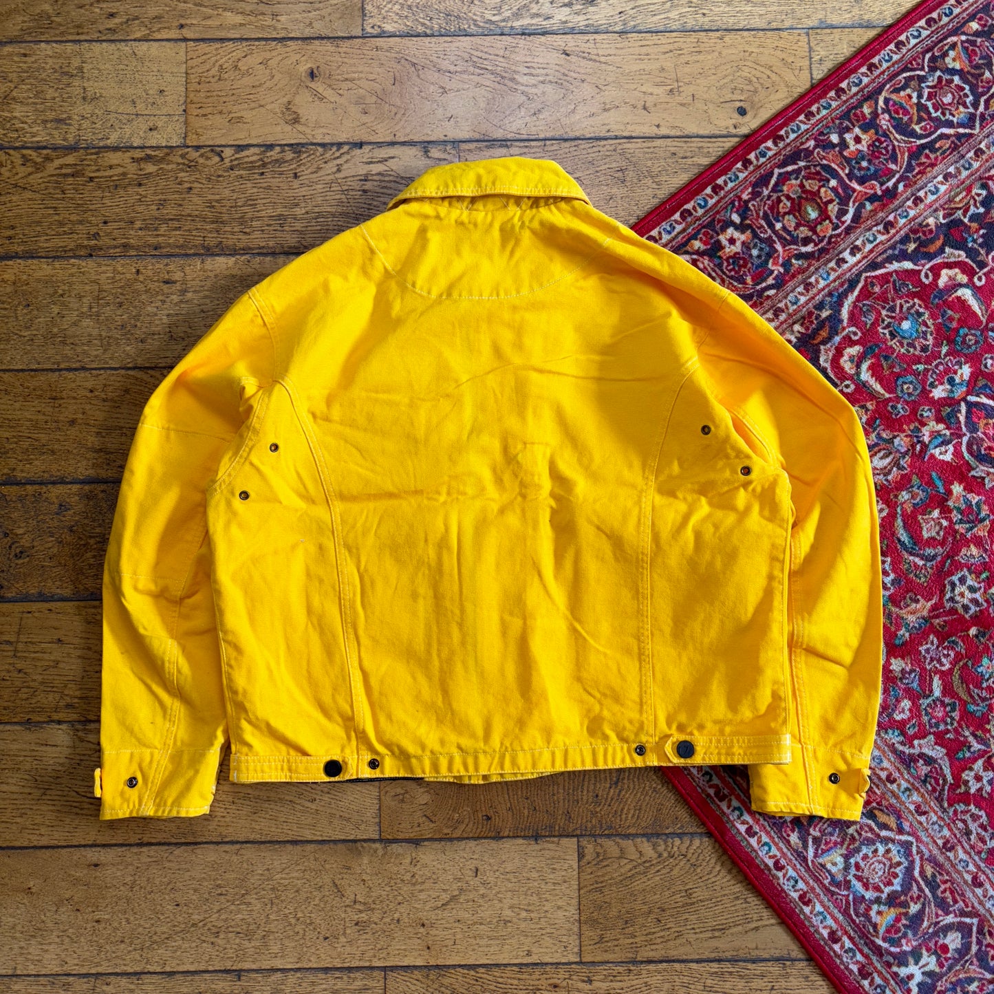 Vintage Yellow Cropped Boxy Trucker Detroit Style Jacket - L