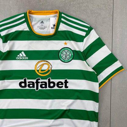 Celtic 2020/21 Adidas Home Football Kit Green and White - M