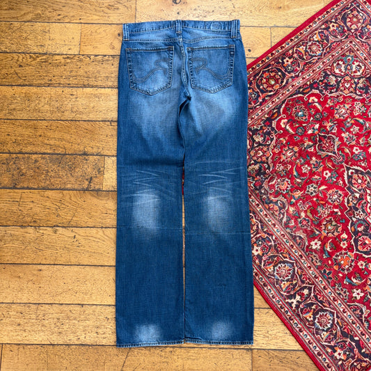 Vintage Rock Republic Blue Embroidered Y2K Hip Hop Straight Jeans - 34L
