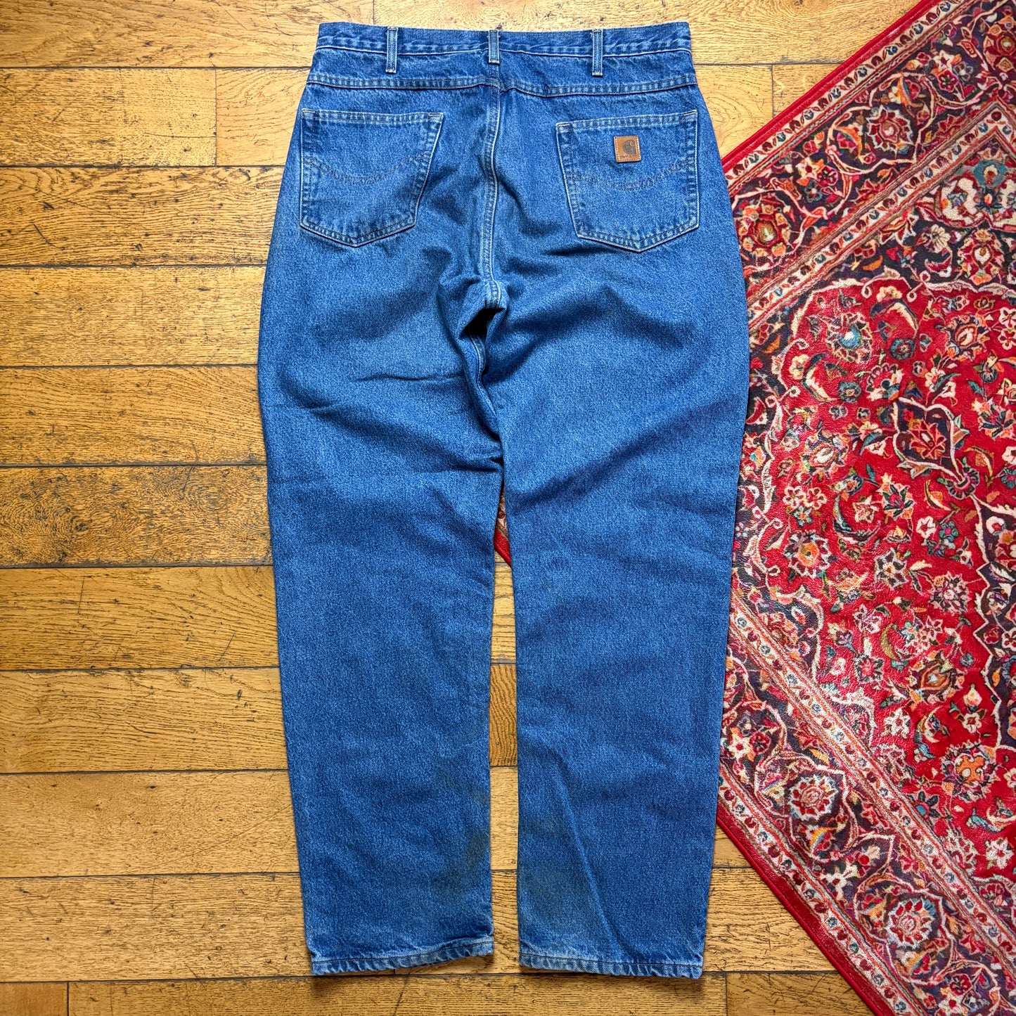 Vintage Carhartt Workwear Carpenter Baggy Blue Jeans - 38L