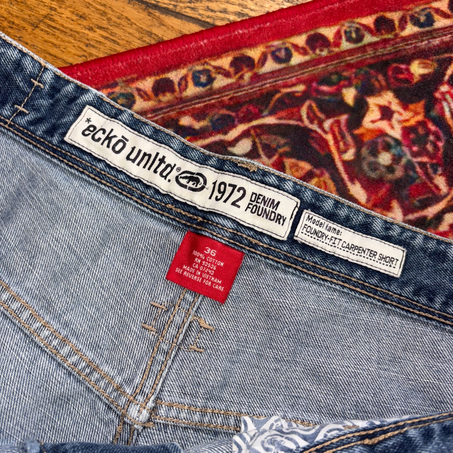 Vintage Ecko Unltd Y2K Blue Embroidered Hip Hop Baggy Shorts Jorts - 38