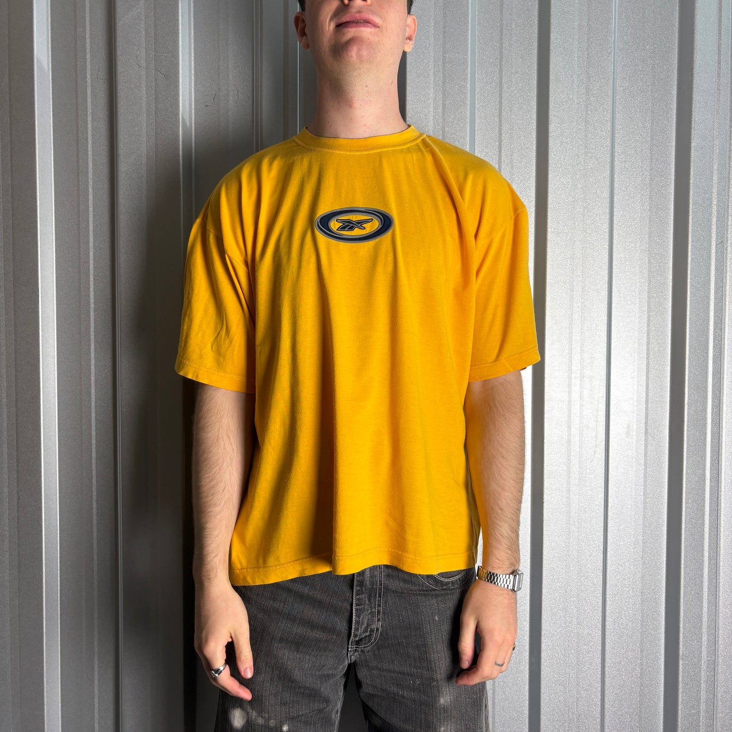 Vintage Reebok Yellow Y2K 00s Graphic T-Shirt - M