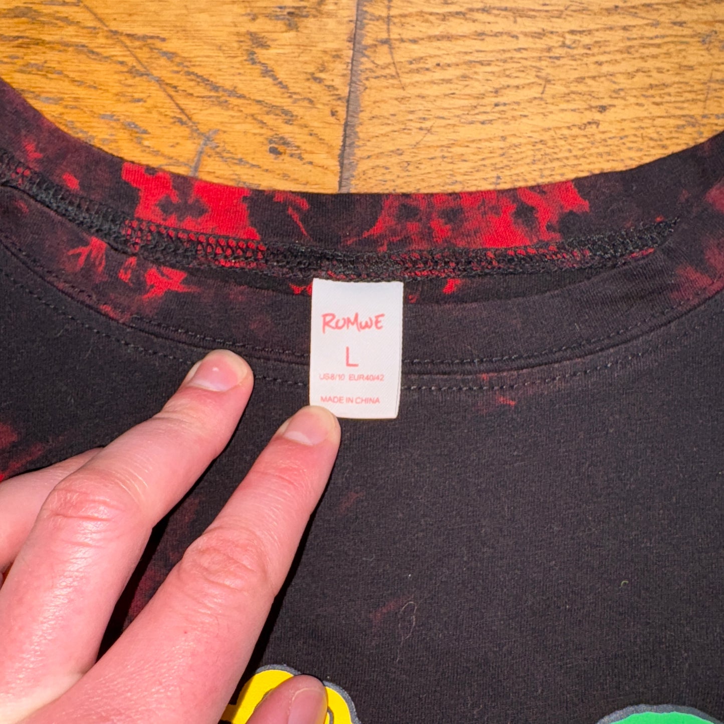 Vintage Romwe Dont Talk To Strangers Black Red Tie Dye Alien Graphic T-Shirt -XL