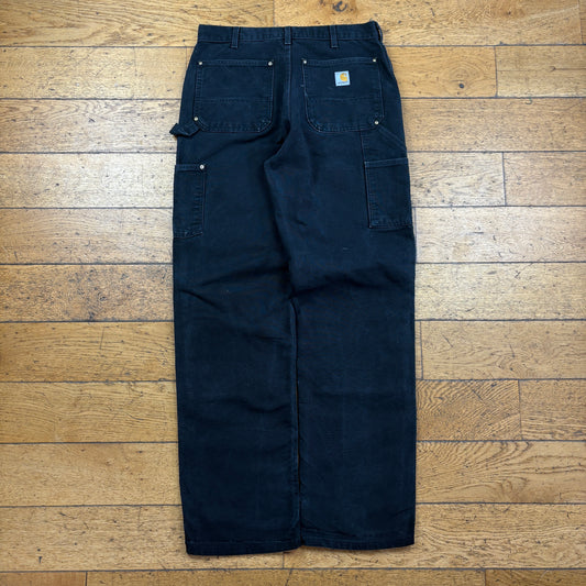 Vintage Carhartt Black Double Knee Workwear Carpenter Baggy Trousers - 32
