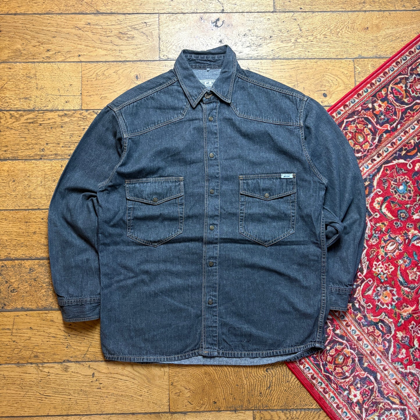 Vintage Mustang Grey Denim Shirt - L