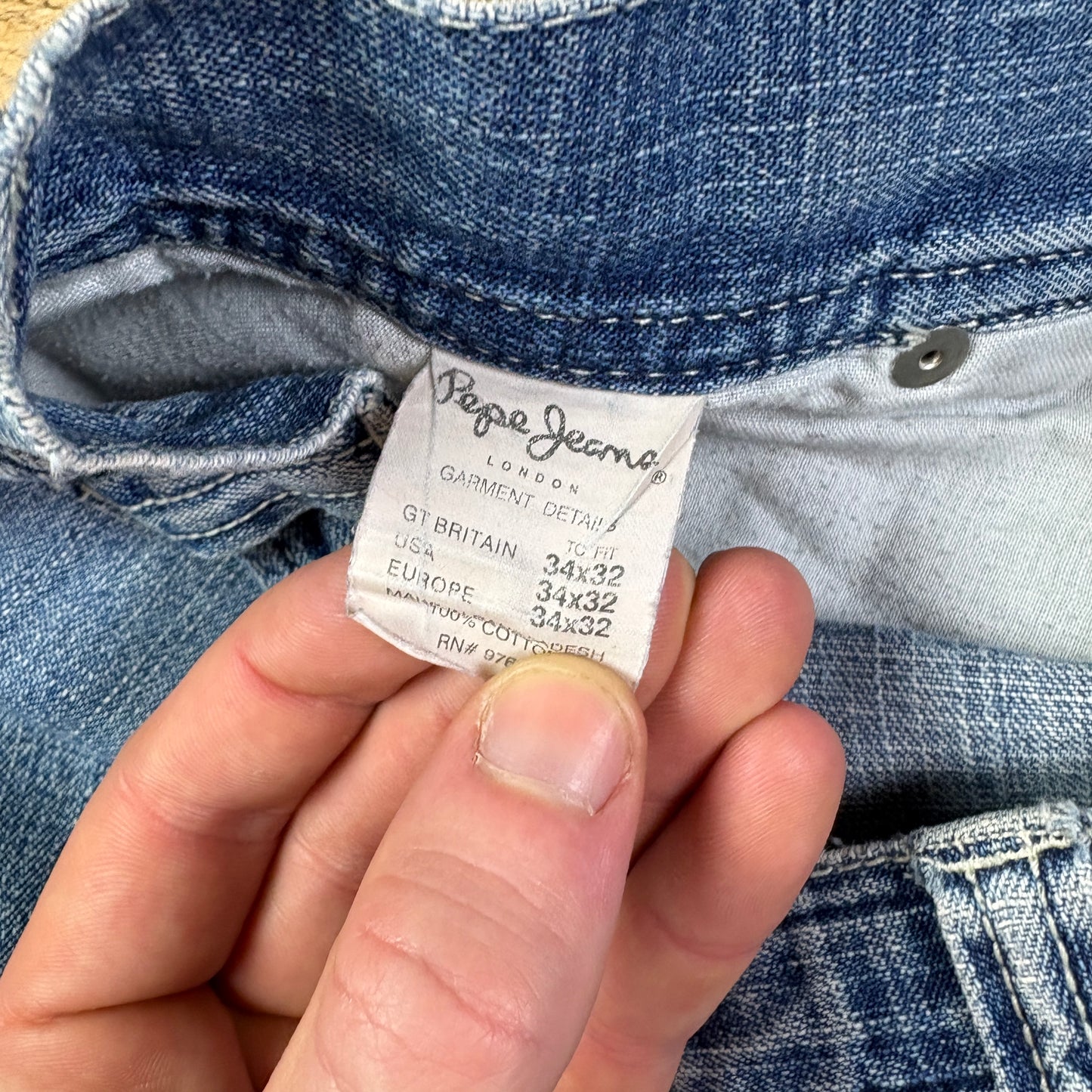 Vintage Pepe Jeans Blue Embroidered Y2K Hip Hop Baggy Jeans - 36