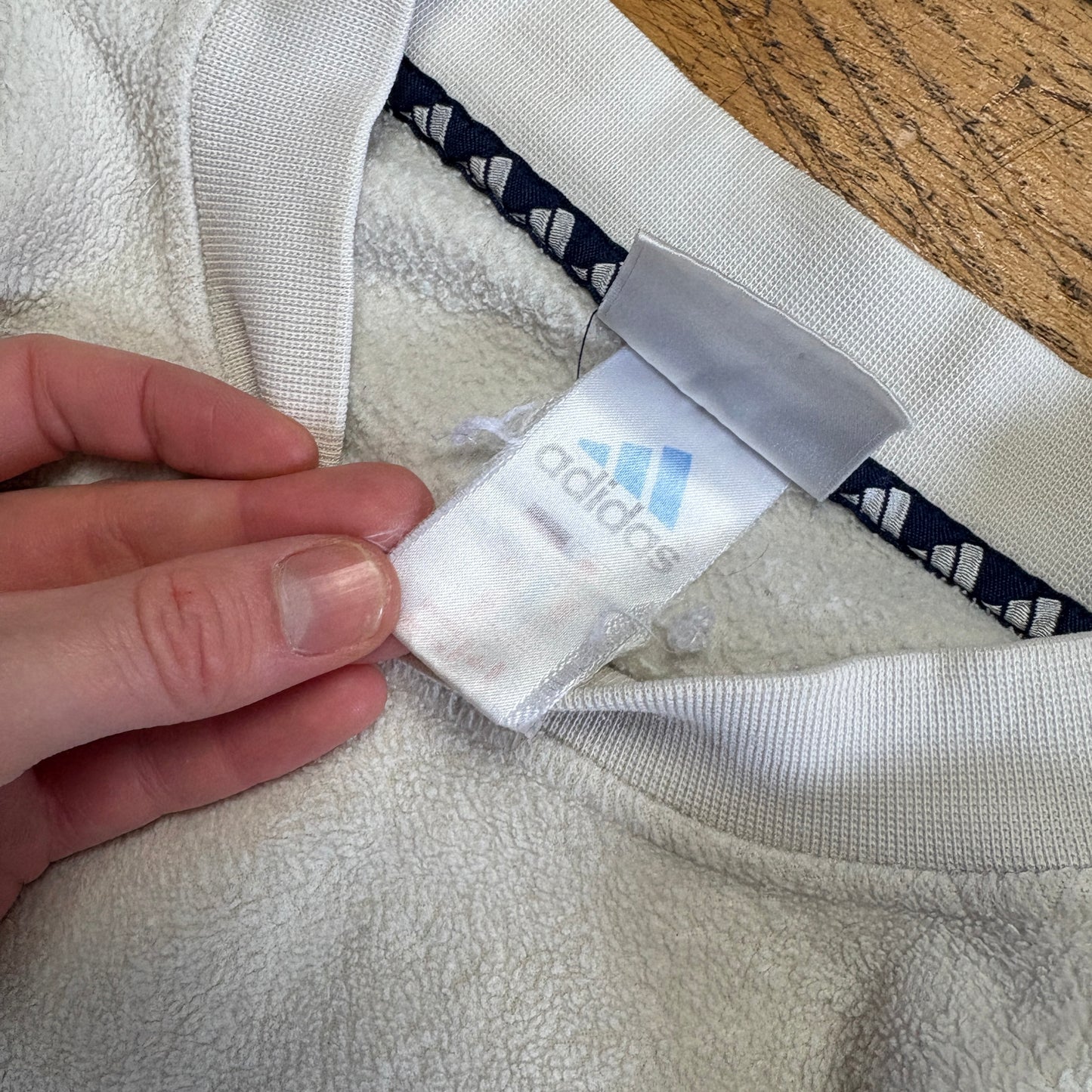 Vintage 90s Adidas Cream Fleece Embroidered Sweatshirt - 2XL