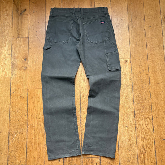Vintage Dickies Workwear Carpenter Baggy Khaki Green Trousers - 34