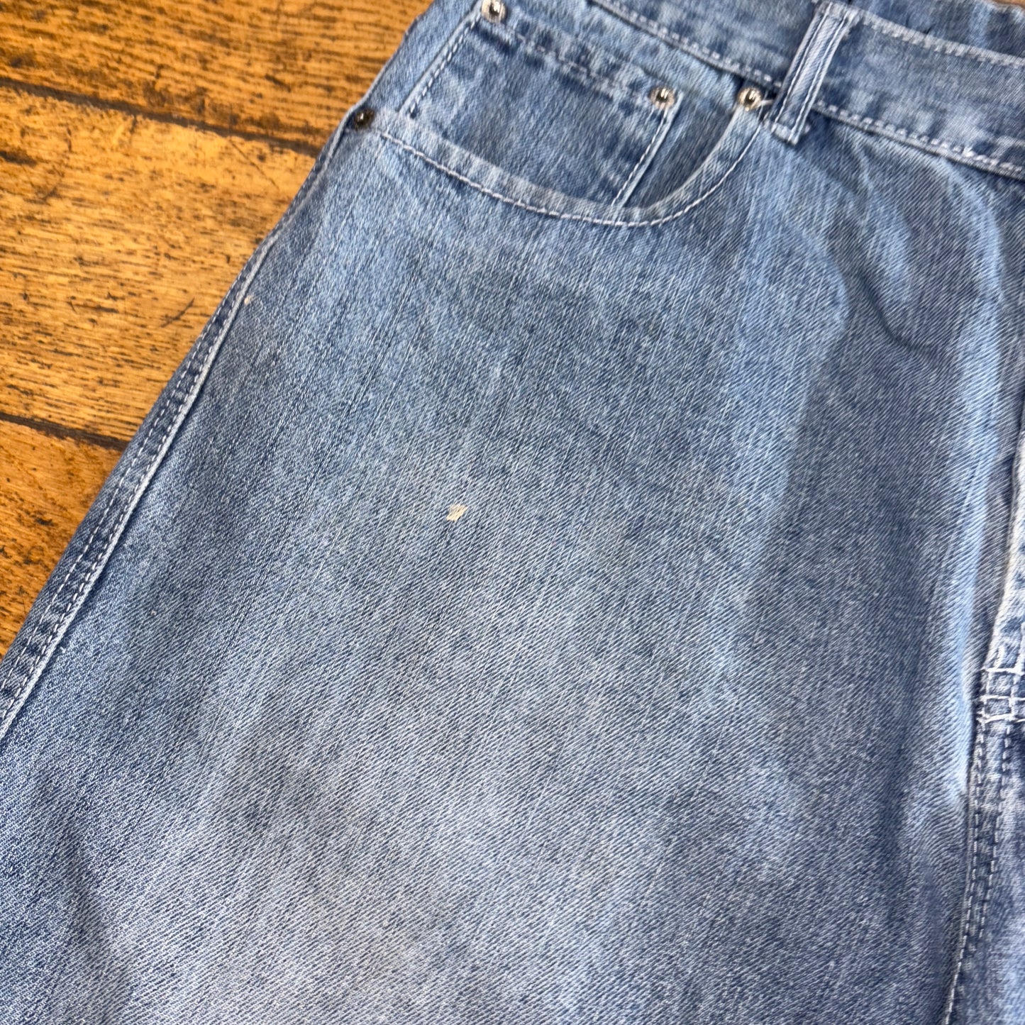 Vintage Joker Blue Embroidered Y2K Hip Hop Baggy Jeans Shorts Jorts - 36