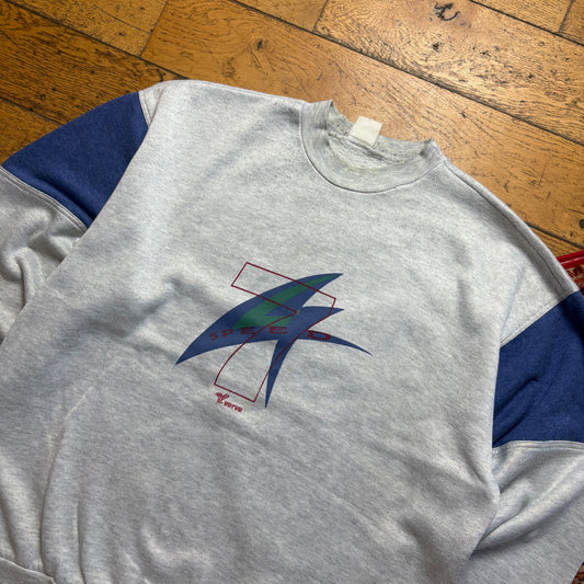 Vintage 90s Verve Cycling Grey Graphic Sweatshirt - 2XL