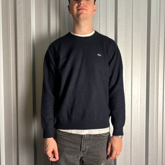 Vintage Lacoste Navy Wool Blend Crewneck Knit Jumper - L