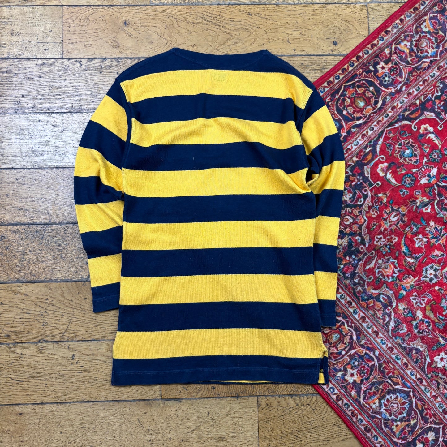 Vintage Timberland Embroidered Yellow Navy Striped Knit Jumper - XS