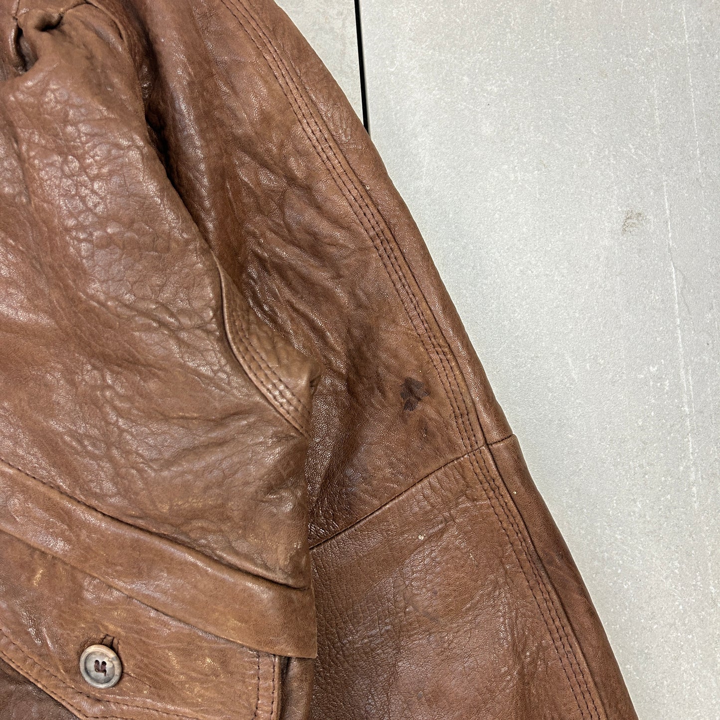 Vintage Aviator Pilot Flight Style Brown Genuine Leather Bomber Jacket - M