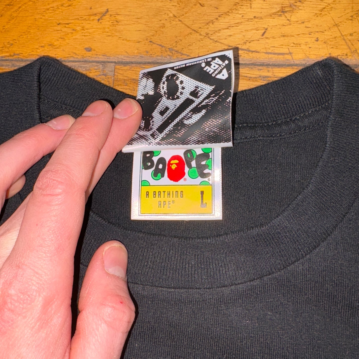 Vintage BAPE Bathing Ape Black Graphic T-Shirt - S