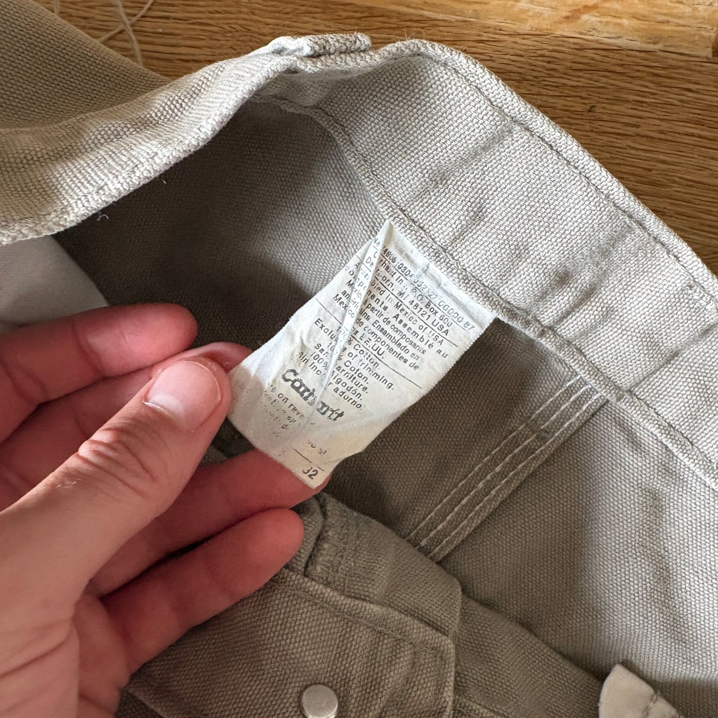Vintage Carhartt Brown Cream Workwear Carpenter Baggy Trousers - 32R
