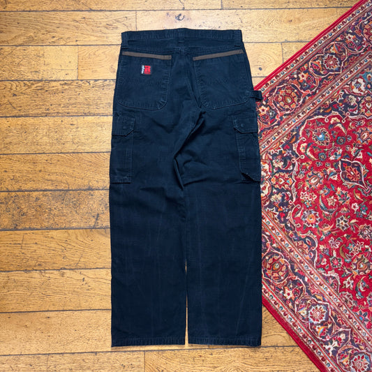 Vintage Wrangler Black Carpenter Workwear Baggy Trousers - 31S