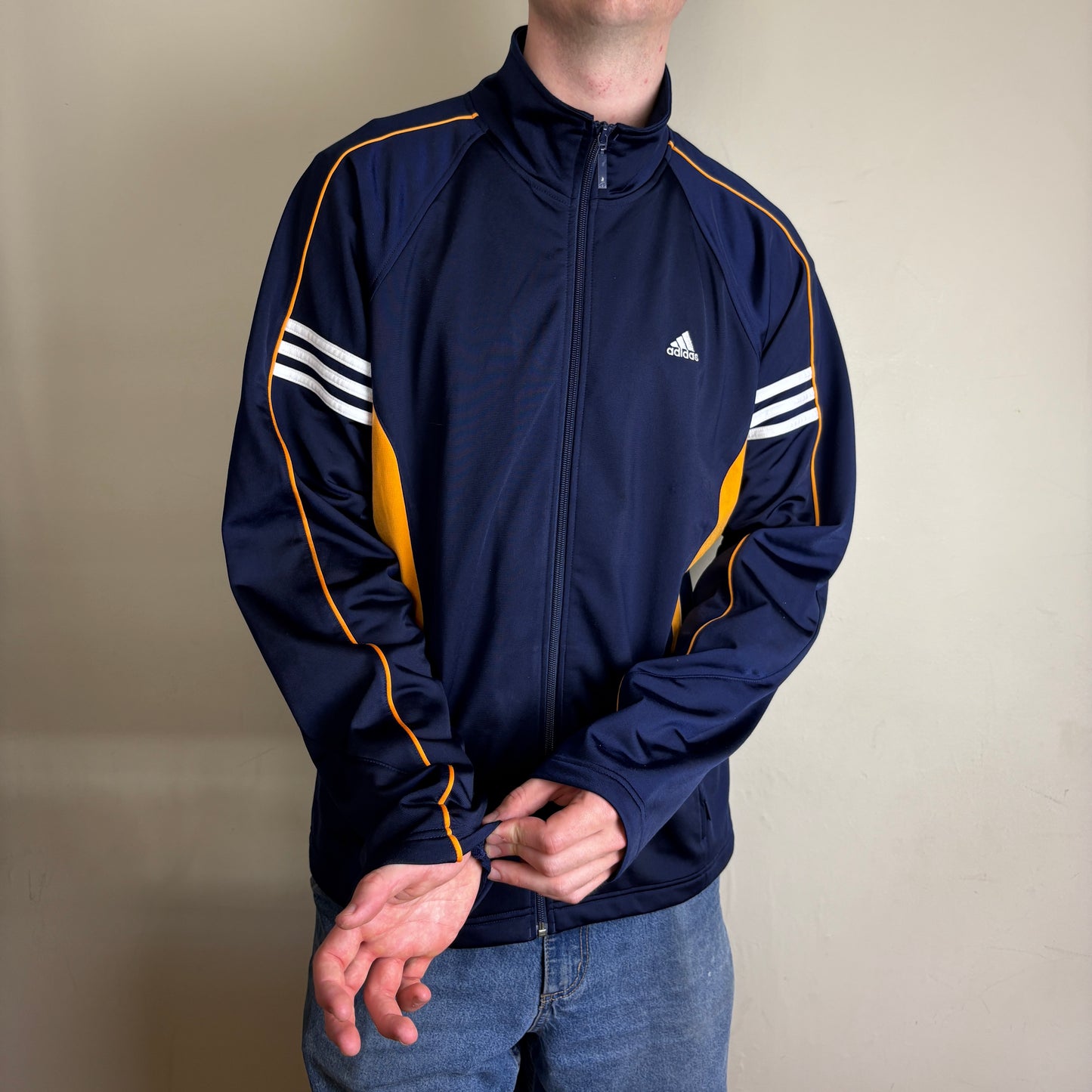 Vintage Adidas y2k Swoosh Navy Track Jacket - M