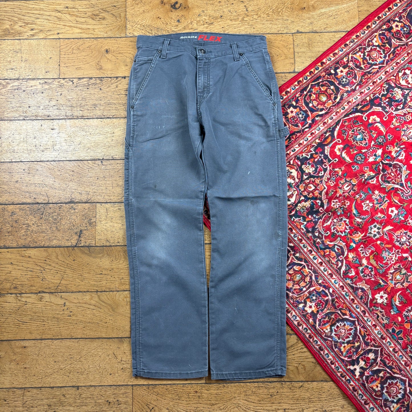 Vintage Dickies Workwear Carpenter Baggy Grey Trousers - 30