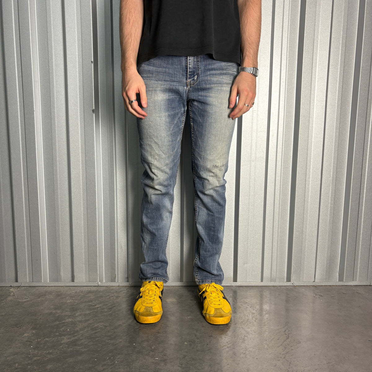 Big Train Blue Embroidered Japanese Denim Hip Hop Y2K Straight Jeans - 32R
