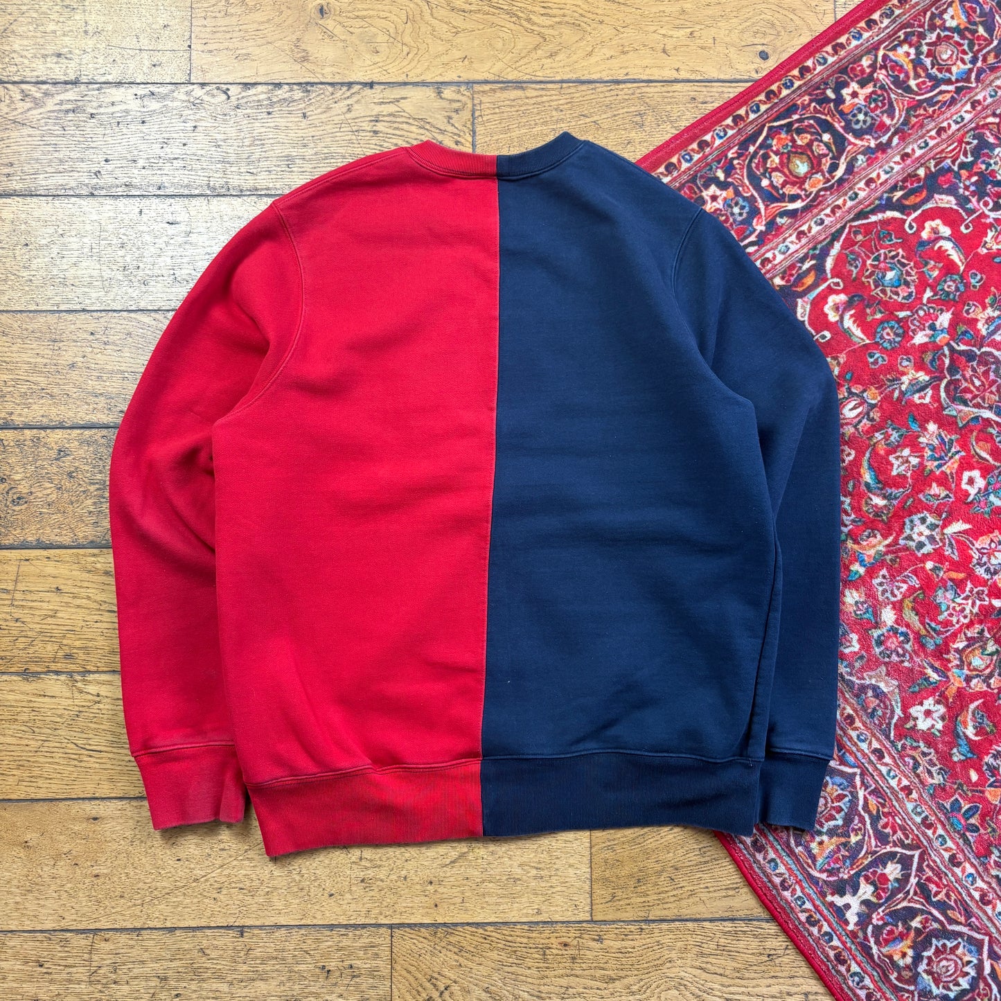 Vintage Supreme Spellout Red Navy Embroidered Sweatshirt - L