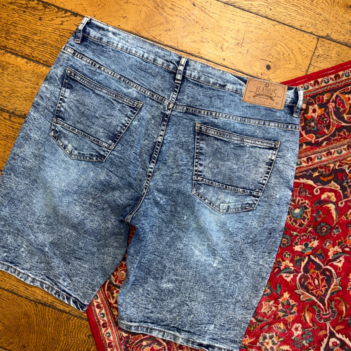 Vintage Blue Moto Denim Shorts - 40