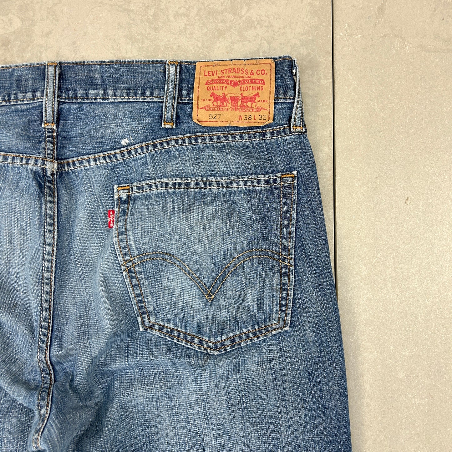 Vintage Levis 527 Bootcut Baggy Blue Denim Jeans - 38