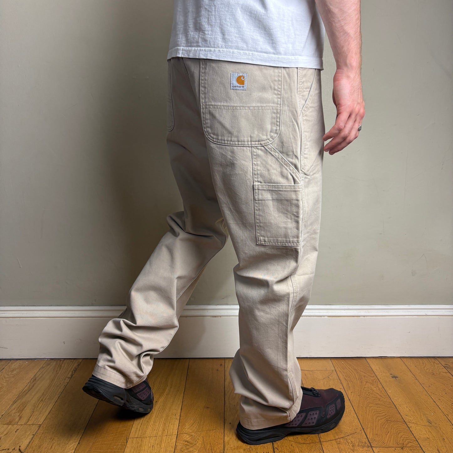 Vintage Carhartt Cream Workwear Carpenter Baggy Trousers - 38R