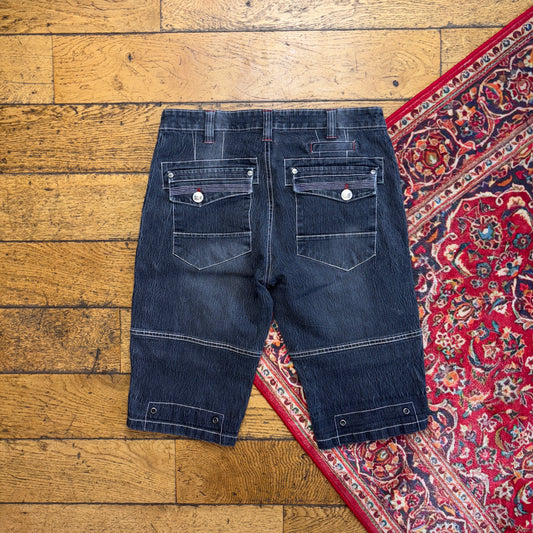 Vintage Black Denim Shorts - 32