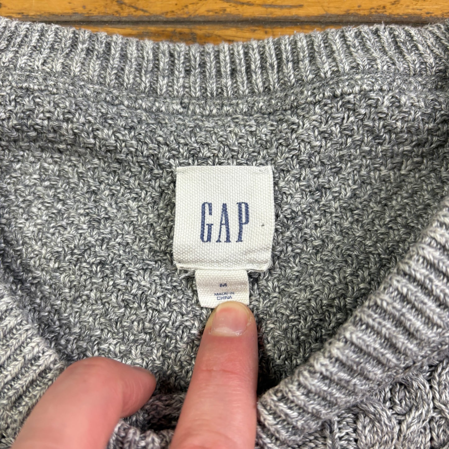 Vintage Gap Grey Cable Chunky Knit Jumper - M