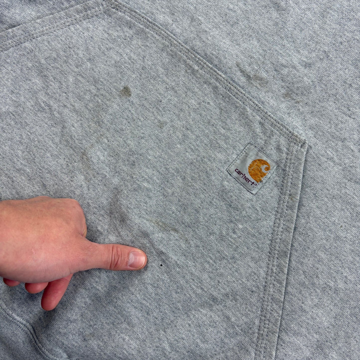Vintage Carhartt Grey Hoodie Sweatshirt - XL