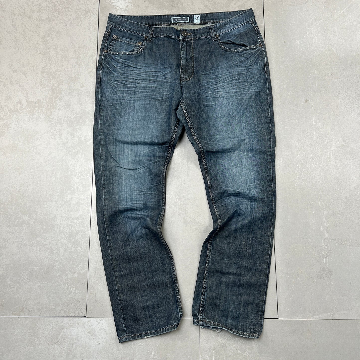 Vintage Embroidered Hip Hop Straight Blue Jeans - 42