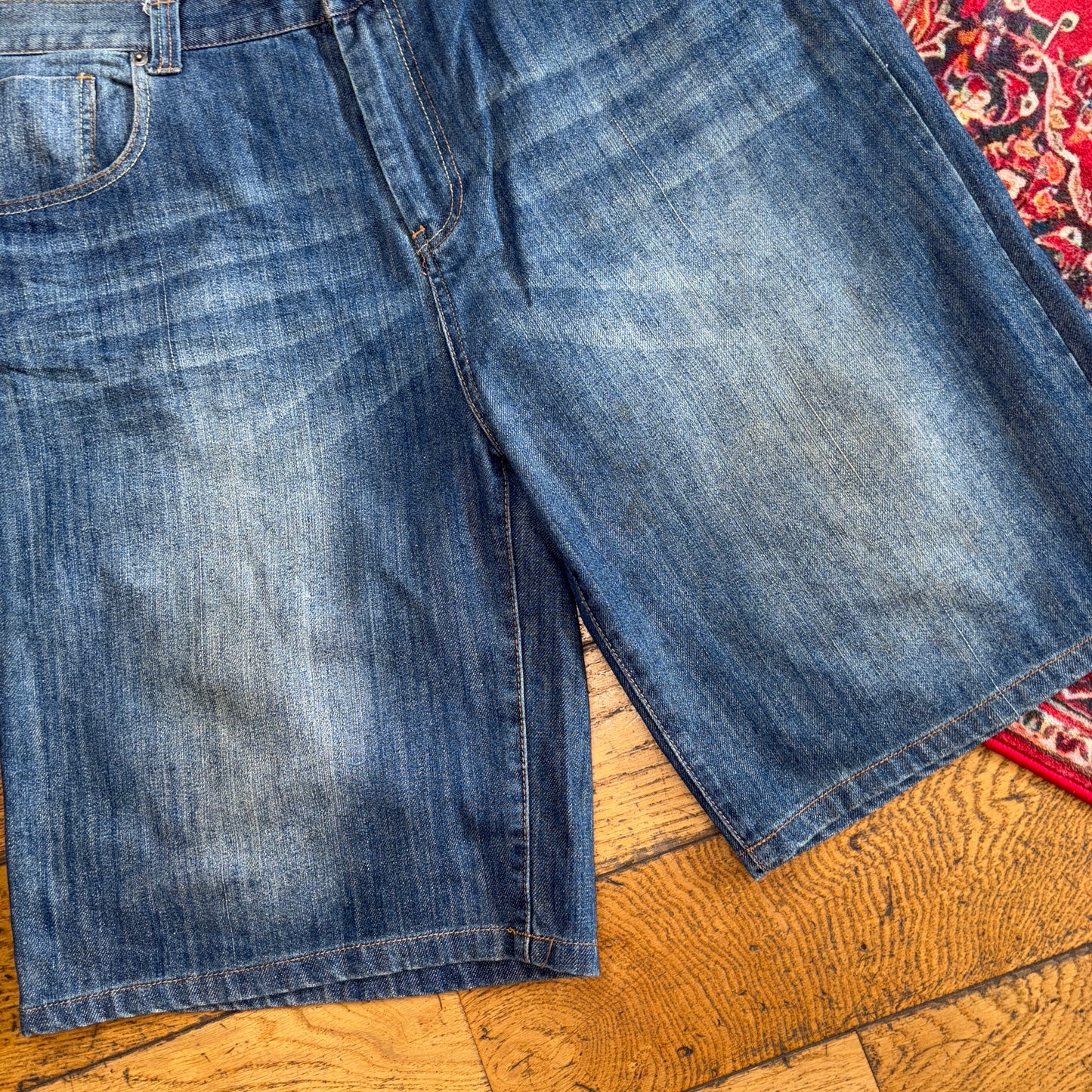 Vintage Blue Ridge Embroidered Hip Hop Blue Baggy Shorts Jorts - 42