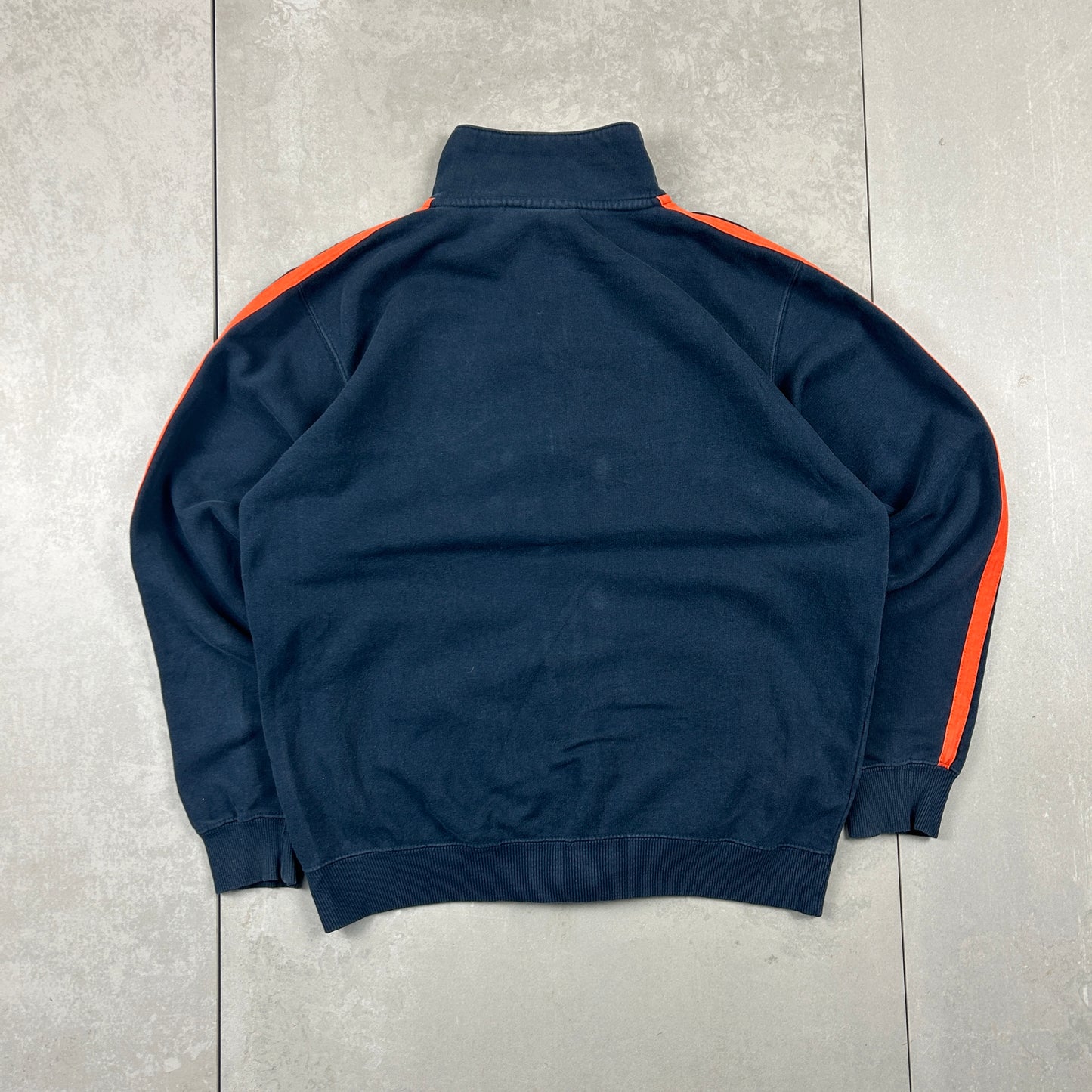 Vintage Champion Embroidered Navy Orange Zip Sweatshirt - M