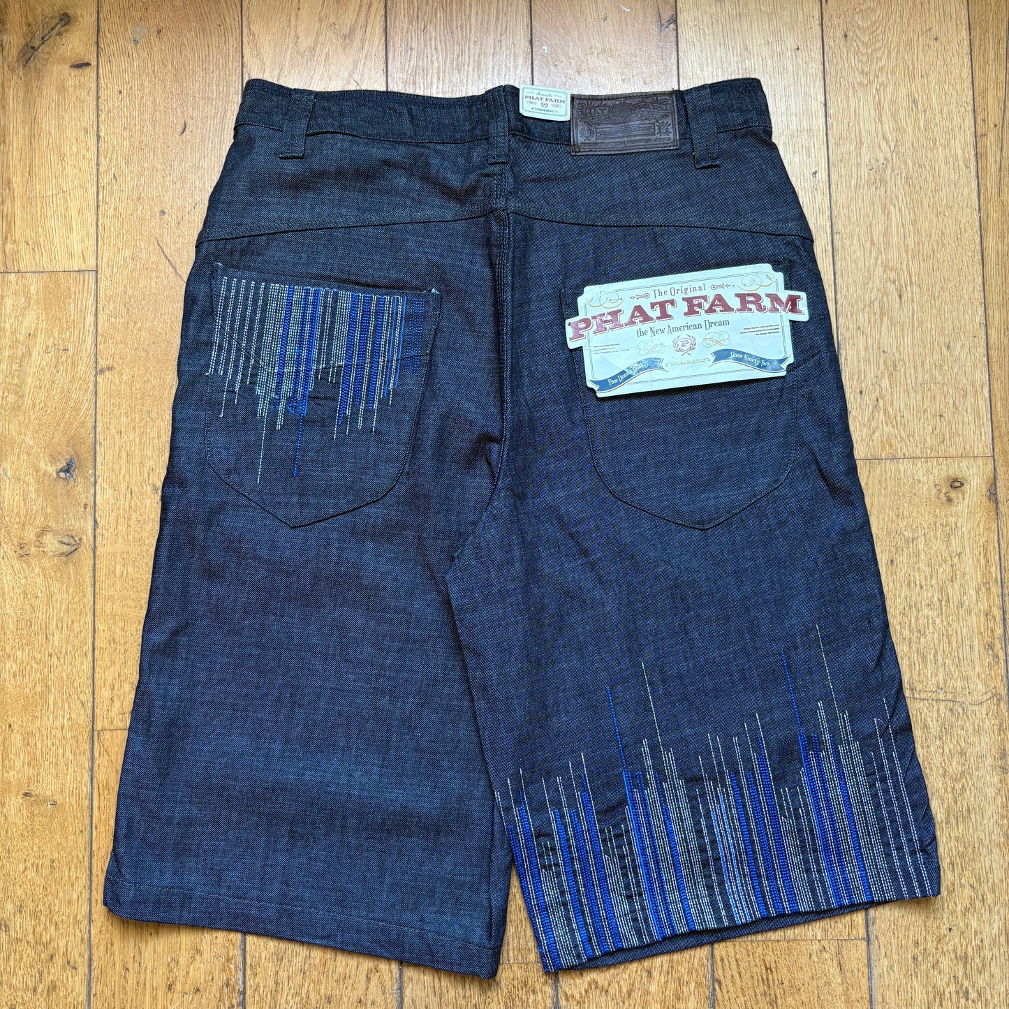 Vintage Phat Farm Embroidered Blue Hip Hop Baggy Shorts Jorts - 36