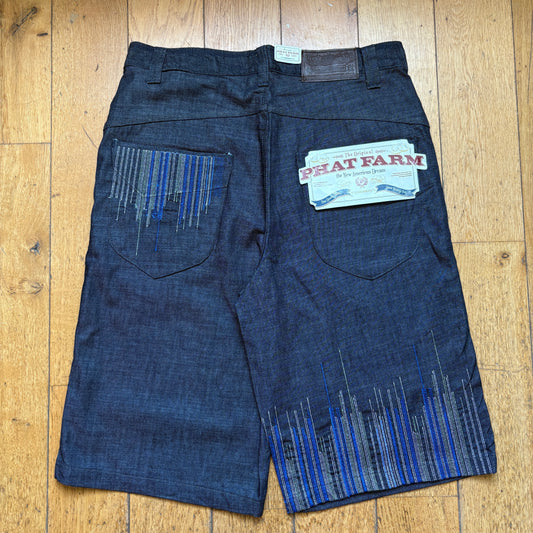 Vintage Phat Farm Embroidered Blue Hip Hop Baggy Shorts Jorts - 36