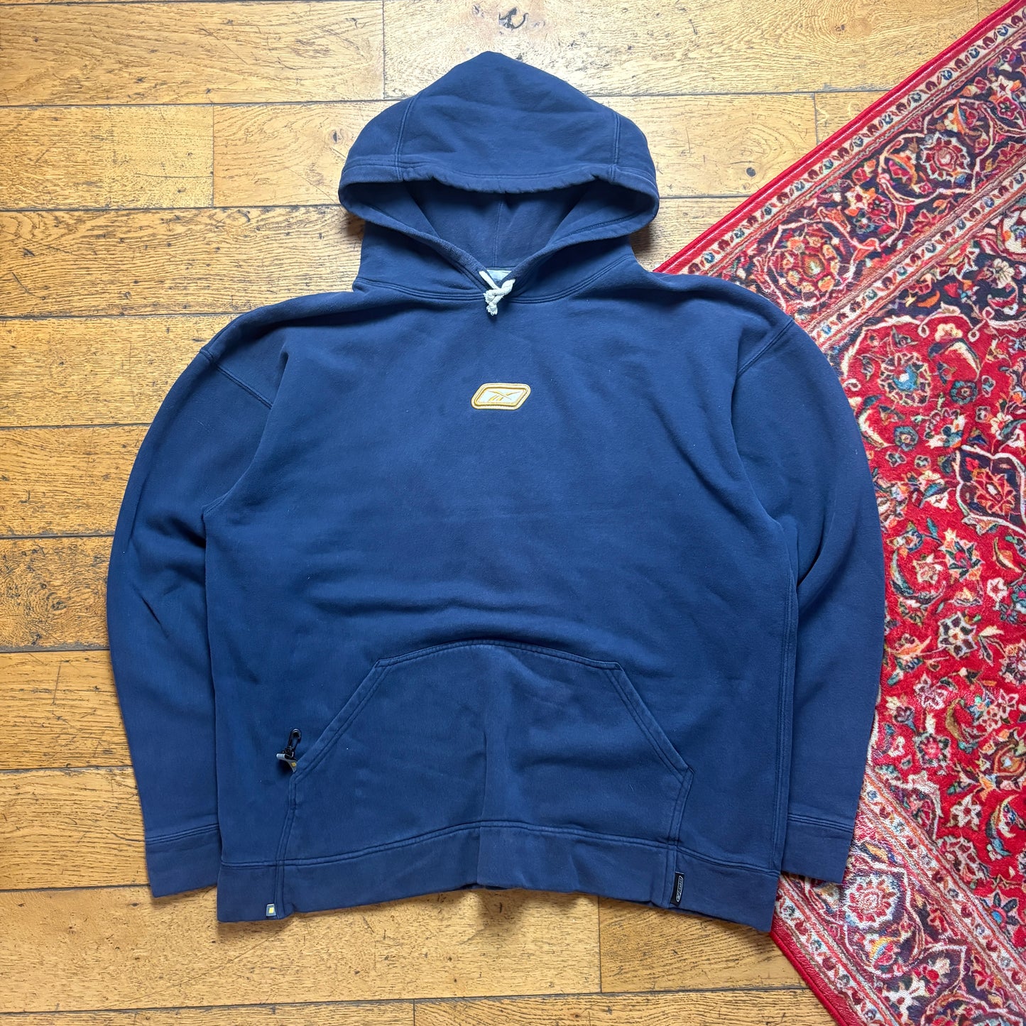 Vintage Reebok Navy Hoodie Embroidered Sweatshirt - XL