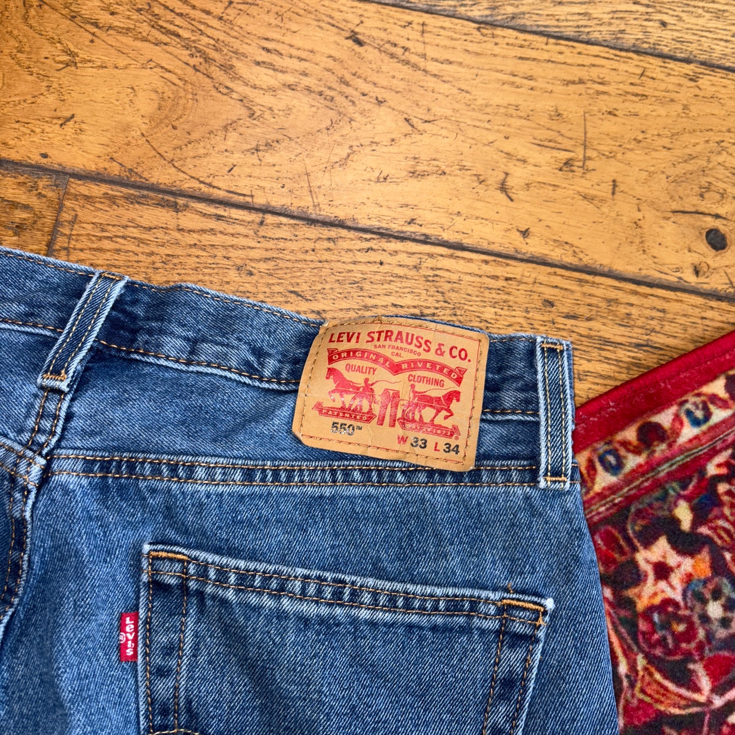 Vintage Levis 550 Baggy Blue Denim Shorts - 33