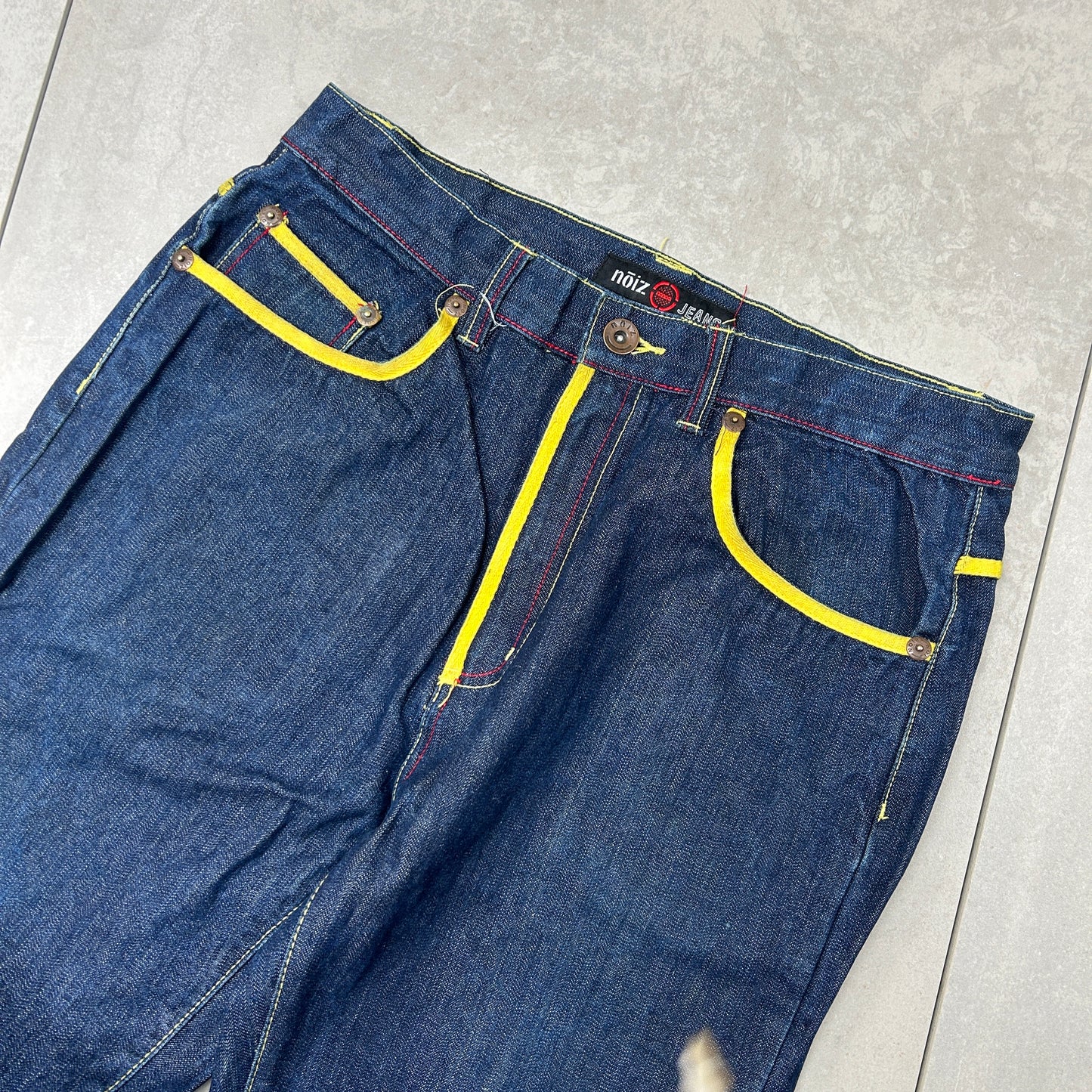 Vintage Noiz Jeans Embroidered Hip Hop Baggy Blue Jeans - 34